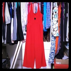 NWOT Hot red halter romper